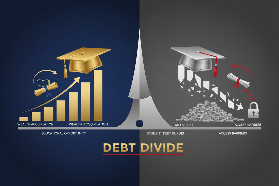 College Debt Divide - Educational inequality and student loan disparity visualization