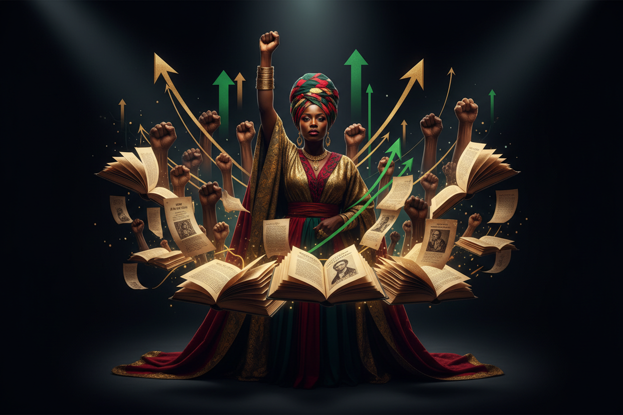 Black History Month celebration - symbolic representation of Black excellence, achievement, and cultural heritage with Pan-African colors