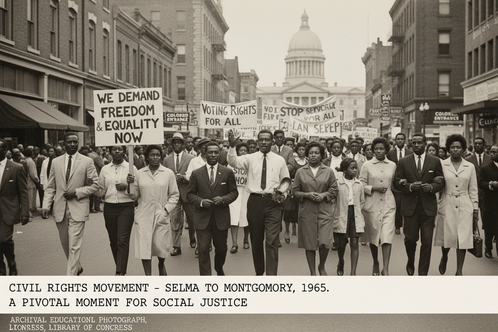 Historical civil rights movement documentation and social justice progress