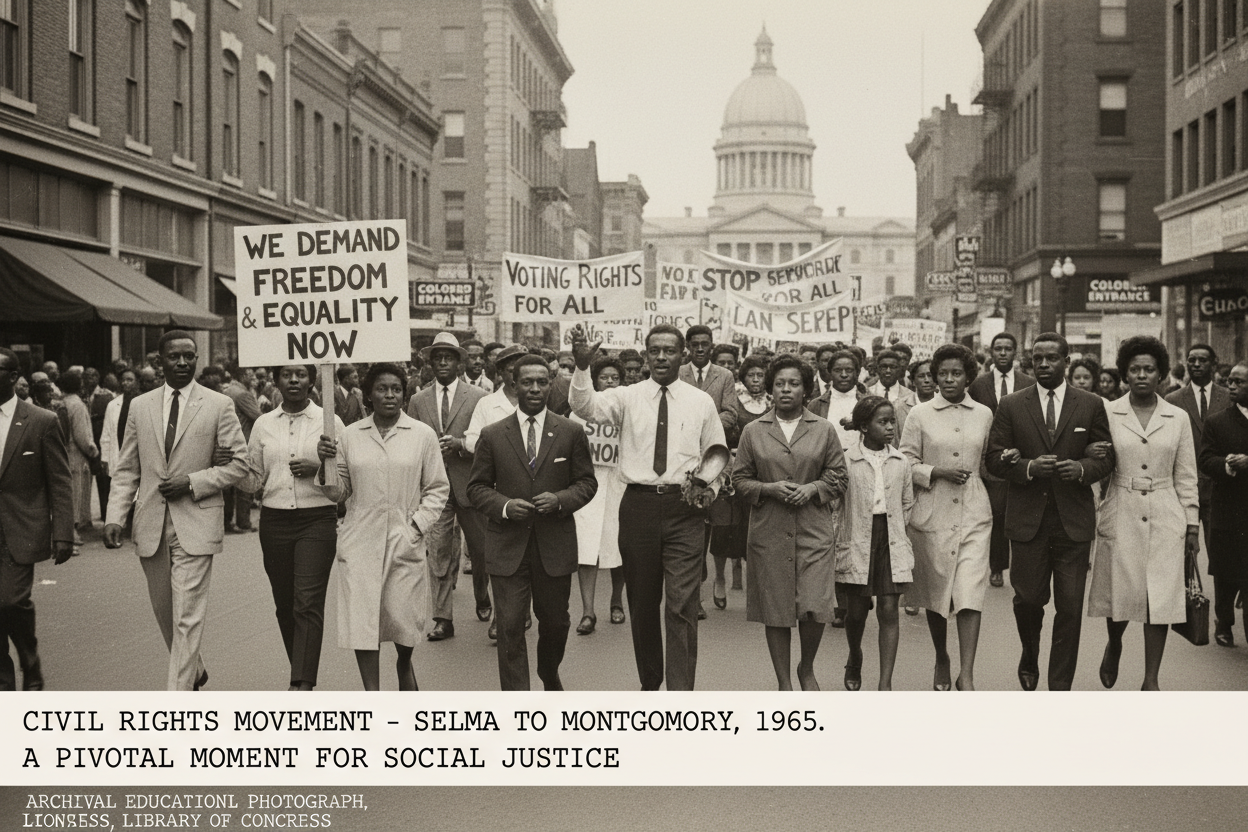 Historical civil rights movement documentation and social justice progress