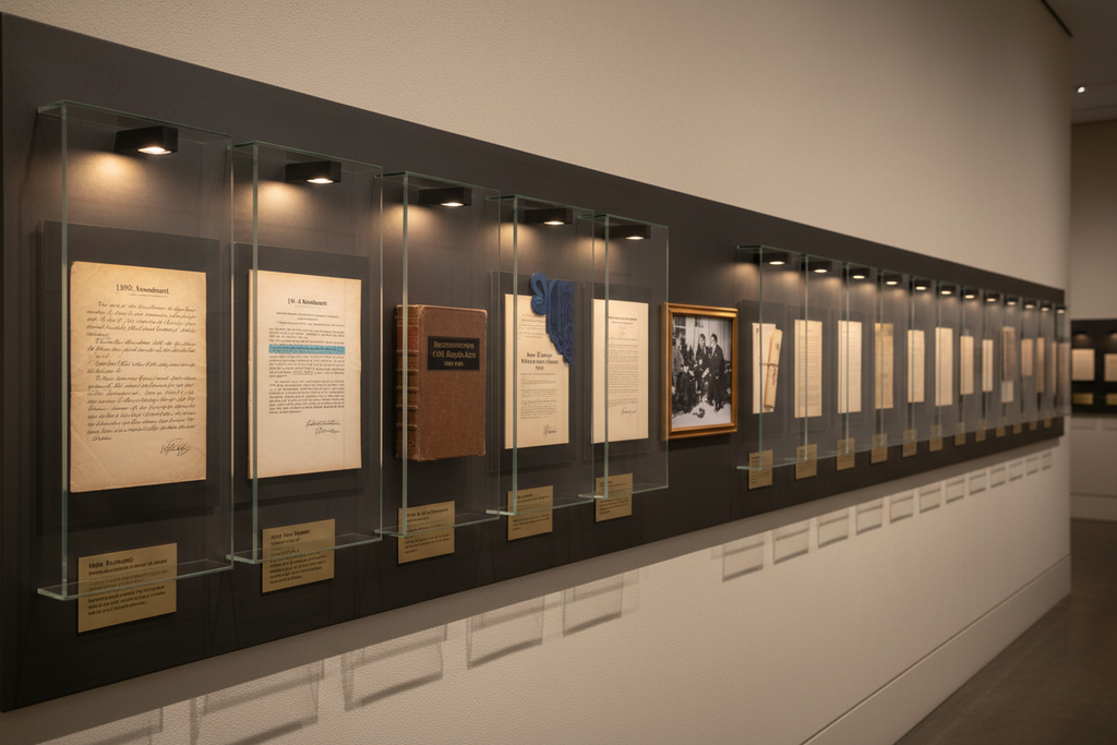 Historical civil rights legislation documents and timeline showing key legal milestones